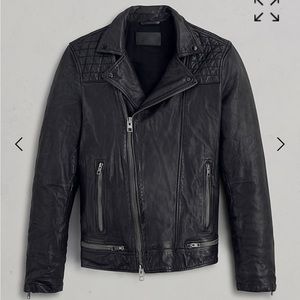 Allsaints Mens CONROY LEATHER BIKER JACKET black ink